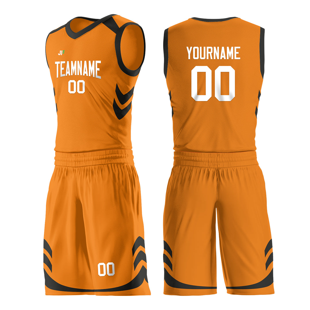 Custom Bay Orange Basketball Uniform For Adult Youth Fans Mesh Jersey