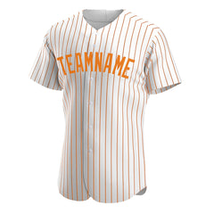 Custom BAY Orange Pinstripe Full Button Down Mesh Fans Special Edition Authentic Baseball Jersey