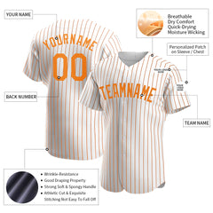 Custom BAY Orange Pinstripe Full Button Down Mesh Fans Special Edition Authentic Baseball Jersey