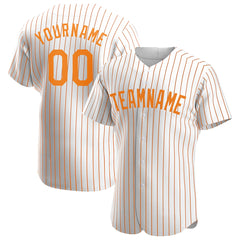 Custom BAY Orange Pinstripe Full Button Down Mesh Fans Special Edition Authentic Baseball Jersey