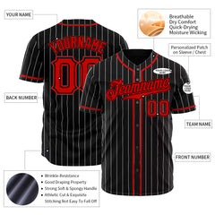 Custom Black Pinstripe Mesh Fans Special Edition Authentic Baseball Jersey