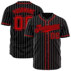 Custom Black Pinstripe Mesh Fans Special Edition Authentic Baseball Jersey