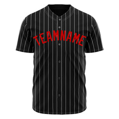 Custom Pinstripe Black Full Button Down Mesh Fans Special Edition Authentic Baseball Jersey