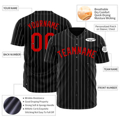 Custom Pinstripe Black Full Button Down Mesh Fans Special Edition Authentic Baseball Jersey