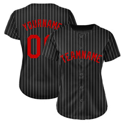 Custom Pinstripe Black Full Button Down Mesh Fans Special Edition Authentic Baseball Jersey