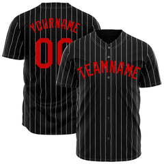 Custom Pinstripe Black Full Button Down Mesh Fans Special Edition Authentic Baseball Jersey