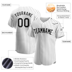 Custom Black Pinstripe Full Button Down Mesh Fans Special Edition Authentic Baseball Jersey