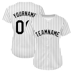 Custom Black Pinstripe Full Button Down Mesh Fans Special Edition Authentic Baseball Jersey