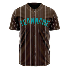 Custom Pinstripe Brown Full Button Down Mesh Fans Special Edition Authentic Baseball Jersey