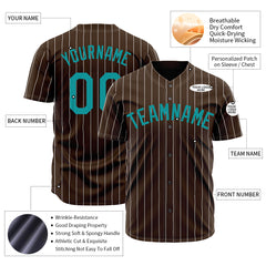 Custom Pinstripe Brown Full Button Down Mesh Fans Special Edition Authentic Baseball Jersey