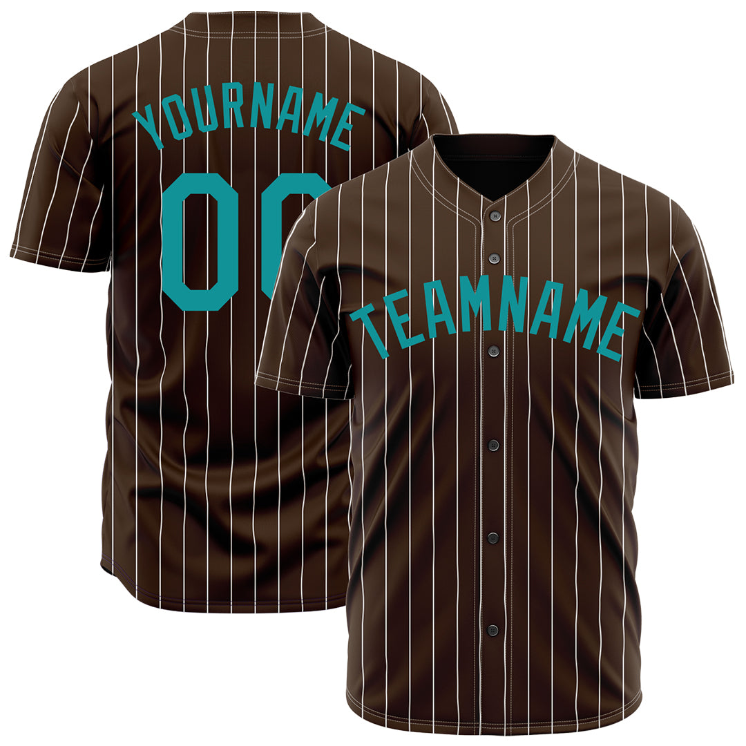 Custom Pinstripe Brown Full Button Down Mesh Fans Special Edition Authentic Baseball Jersey