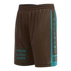 Custom Brown Mesh Sports Basketball Shorts with Side Pockets