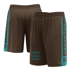 Custom Brown Mesh Sports Basketball Shorts with Side Pockets