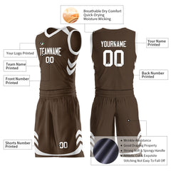 Custom Brown Basketball Uniform For Adult Youth Fans Mesh Jersey