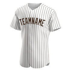 Custom Brown Pinstripe Full Button Down Mesh Fans Special Edition Authentic Baseball Jersey