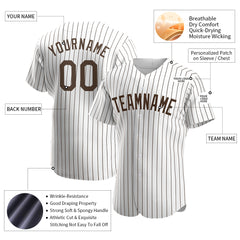 Custom Brown Pinstripe Full Button Down Mesh Fans Special Edition Authentic Baseball Jersey