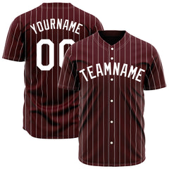 Custom Pinstripe Burgundy Full Button Down Mesh Fans Special Edition Authentic Baseball Jersey