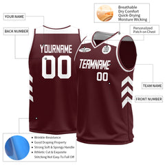 Custom Burgundy Mesh Basketball Athletic Performance Jersey