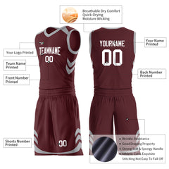 Custom Burgundy Basketball Uniform For Adult Youth Fans Mesh Jersey