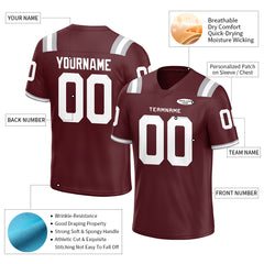 Custom Burgundy Football Jersey Athletic Shirt For Adult Youth Unisex