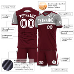 Custom Burgundy Soccer Uniform Training Outfit Sportswear