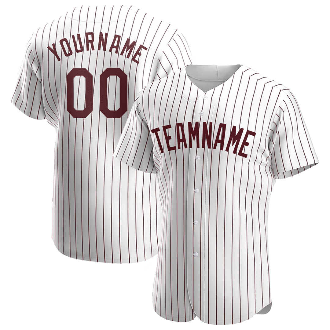 Custom Burgundy Pinstripe Full Button Down Mesh Fans Special Edition Authentic Baseball Jersey