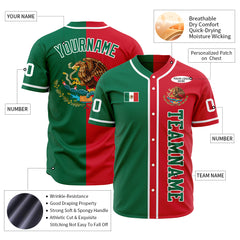 Custom Split Mexican Flag Fans Special Edition Authentic Vintage Baseball Jersey