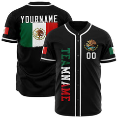 Custom Black Mexican Flag Fans Special Edition Authentic Vintage Baseball Jersey