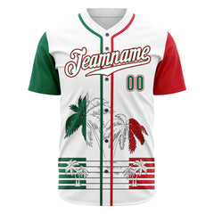 Custom White Mexican Flag Fans Special Edition Authentic Vintage Baseball Jersey