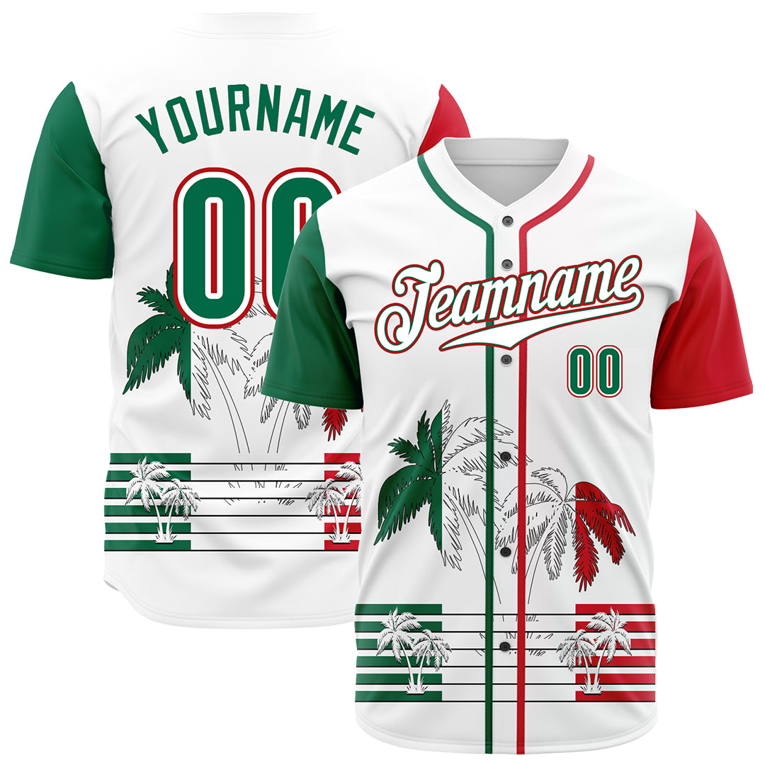 Custom White Mexican Flag Fans Special Edition Authentic Vintage Baseball Jersey