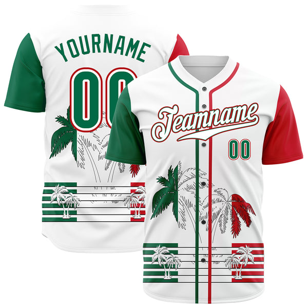 CustomWhiteMexicanFlagFansSpecialEditionAuthenticVintageBaseballJersey