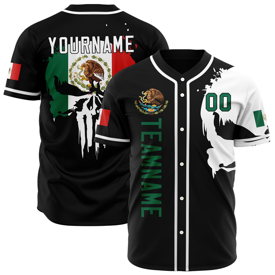 Custom Black Mexican Flag Fans Special Edition Authentic Vintage Baseball Jersey