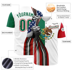 Custom White Mexican Flag Fans Special Edition Authentic Vintage Baseball Jersey