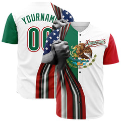 Custom White Mexican Flag Fans Special Edition Authentic Vintage Baseball Jersey