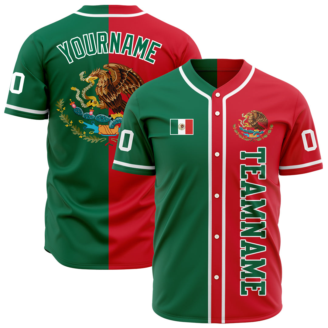 Custom Split Mexican Flag Fans Special Edition Authentic Vintage Baseball Jersey