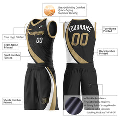 Custom Black Basketball Uniform Print Athletic V Neck Mesh Jersey