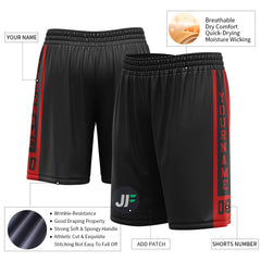 Custom Black Mesh Sports Basketball Shorts with Side Pockets