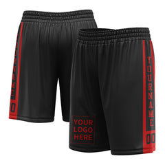 Custom Black Mesh Sports Basketball Shorts with Side Pockets