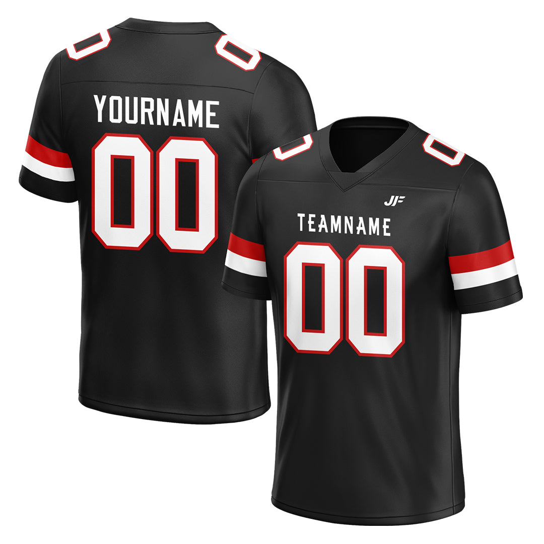 Custom Black Football Jersey Athletic Shirt For Adult Youth