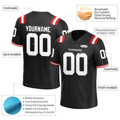 Custom Black Football Jersey Athletic Shirt For Adult Youth Unisex