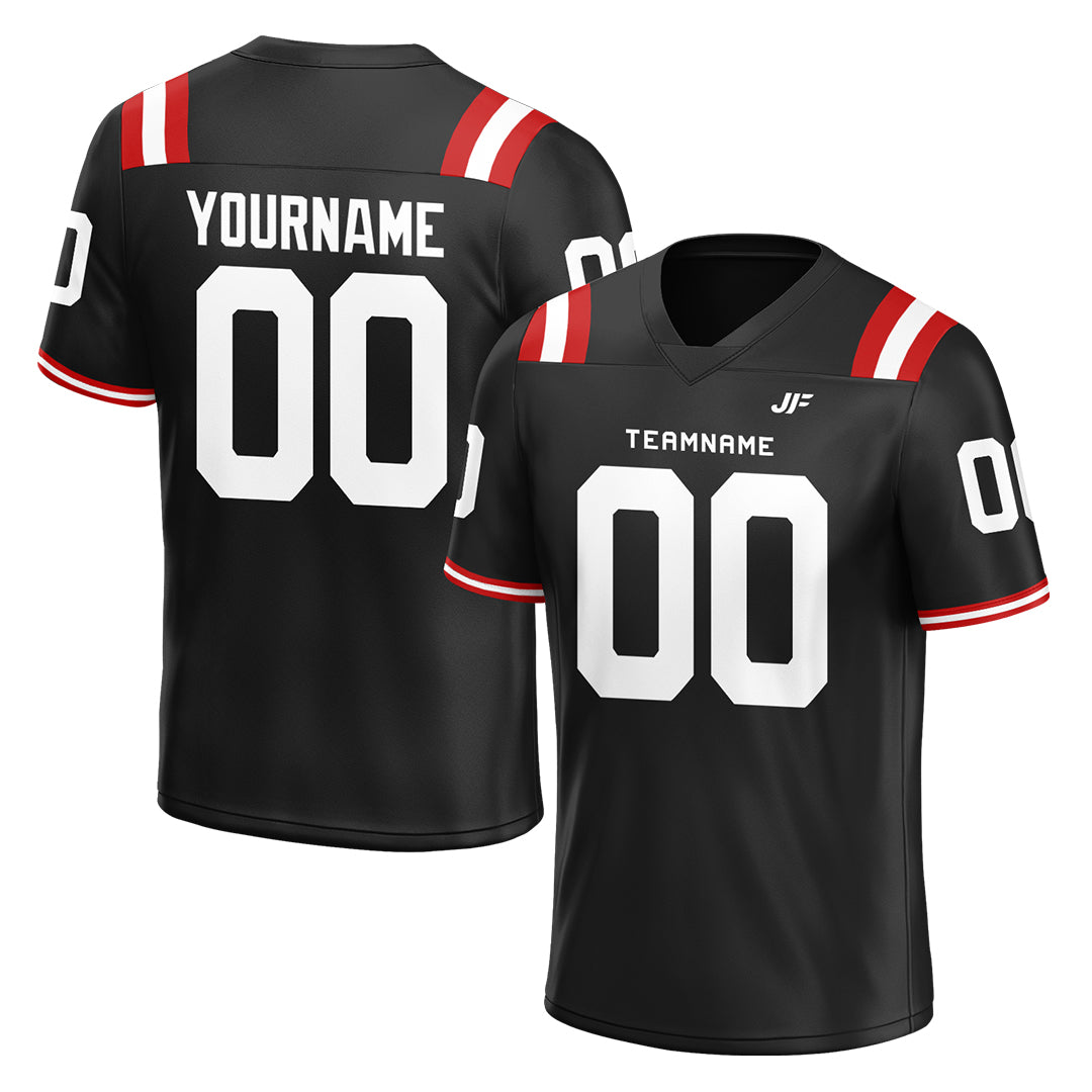 Custom Black Football Jersey Athletic Shirt For Adult Youth Unisex