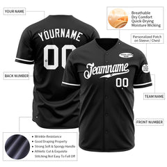 Custom Black Baseball Jersey Stitched Authentic Button Down Vintage Shirt