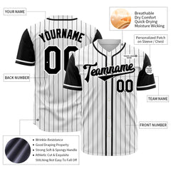 Custom Black Pinstripe Two Tone Authentic Vintage Baseball Jersey