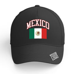 Custom Black Baseball Cap Mexico Flag Adjustable Hat