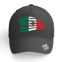 Custom Black Baseball Cap Mexican Flag Adjustable Hat for Men and Women