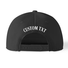 Custom Black Print Logo Text Adjustable Snapback Cotton Twill Hat