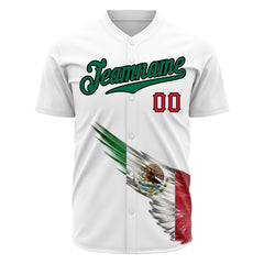 Custom White Mexican Flag Fans Special Edition Authentic Vintage Baseball Jersey