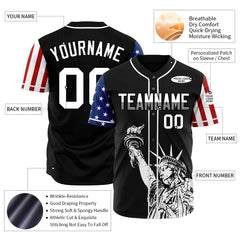 Custom Black National USA Flag Two Tone Authentic Vintage Baseball Jersey