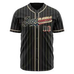 Custom Black National Flag Pinstripe Fans Special Edition Authentic Vintage Baseball Jersey