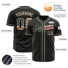 Custom Black National Flag Pinstripe Fans Special Edition Authentic Vintage Baseball Jersey